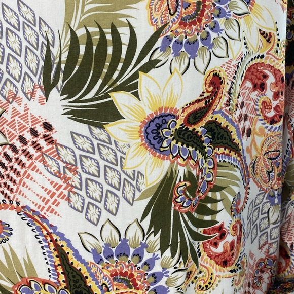 Chico's Botanical Paisley Print Poncho Size S/M Multi-Color‎ Fringe Boho - Picture 5 of 9